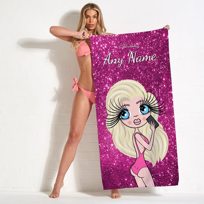 ClaireaBella Selfie Glitter Effect Beach Towel - Image 9