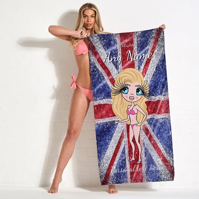 ClaireaBella Glitter Effect Union Jack Beach Towel - Image 1