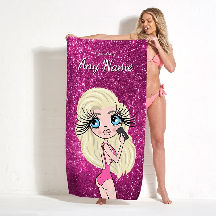 ClaireaBella Selfie Glitter Effect Beach Towel - Image 1