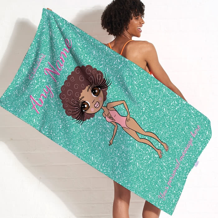 ClaireaBella Aqua Glitter Effect Beach Towel - Image 9