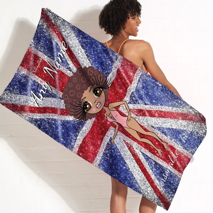 ClaireaBella Glitter Effect Union Jack Beach Towel - Image 11