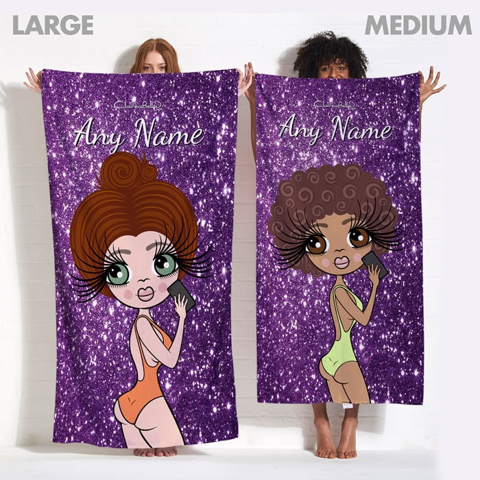 ClaireaBella Selfie Glitter Effect Beach Towel - Image 13