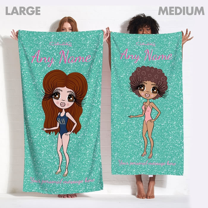 ClaireaBella Aqua Glitter Effect Beach Towel - Image 13