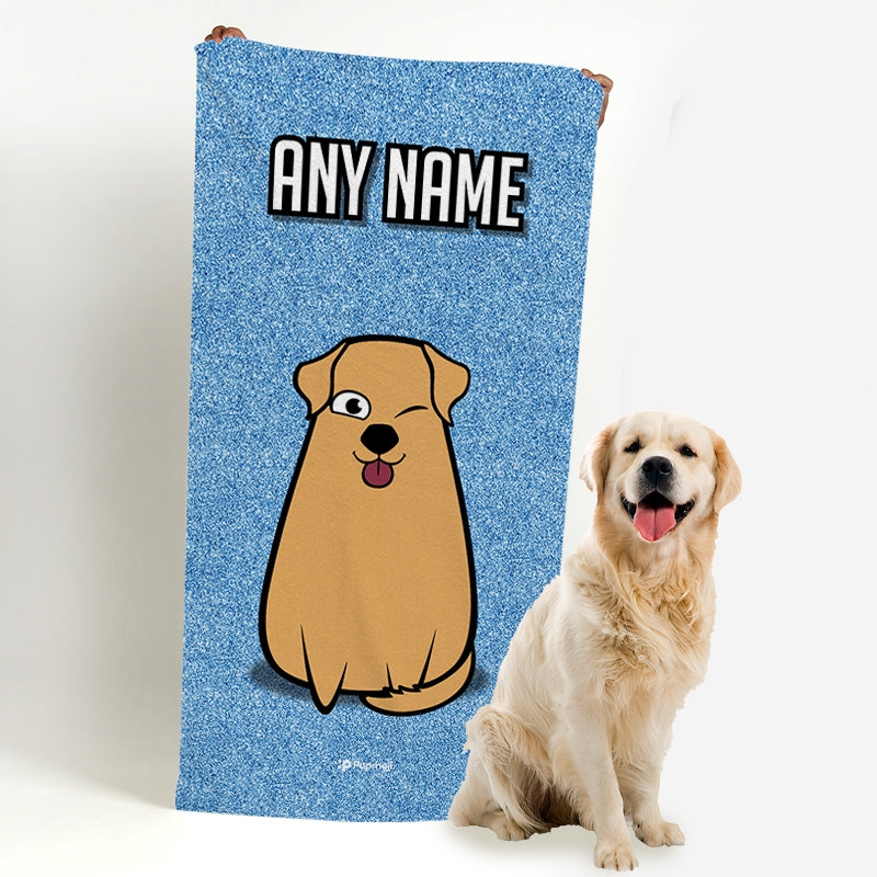 Personalised Dog Blue Glitter Beach Towel - Image 5