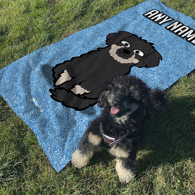 Personalised Dog Blue Glitter Beach Towel - Image 1