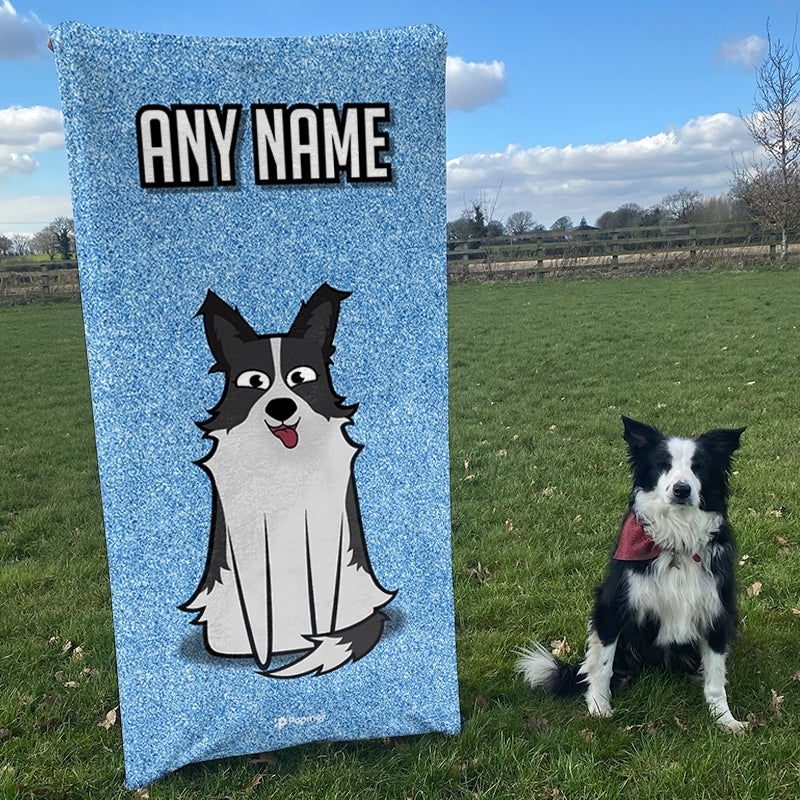 Personalised Dog Blue Glitter Beach Towel - Image 3