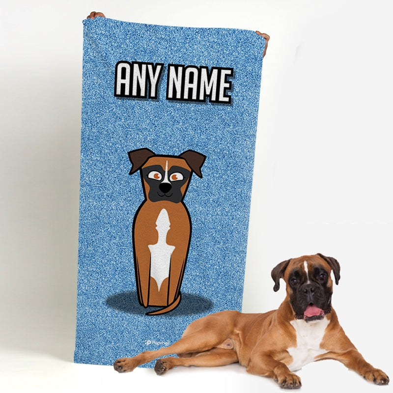 Personalised Dog Blue Glitter Beach Towel - Image 2