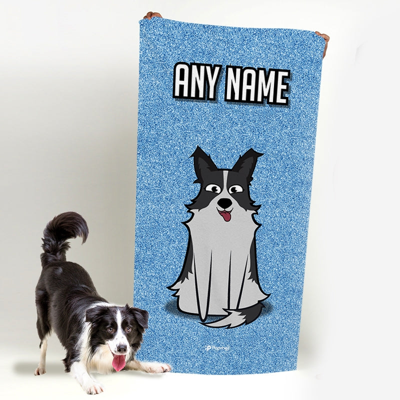 Personalised Dog Blue Glitter Beach Towel - Image 4