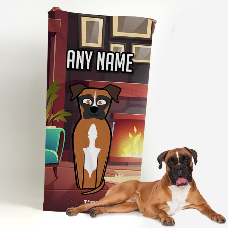 Personalised Dog Fireplace Beach Towel - Image 1