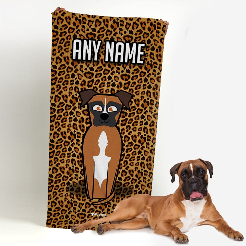 Personalised Dog Leopard Print Beach Towel - Image 1