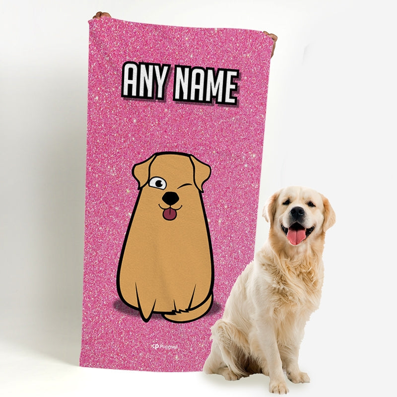 Personalised Dog Pink Glitter Beach Towel - Image 1