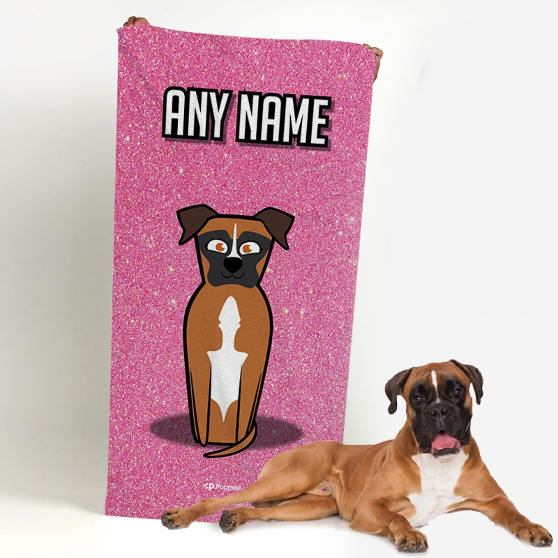 Personalised Dog Pink Glitter Beach Towel - Image 4