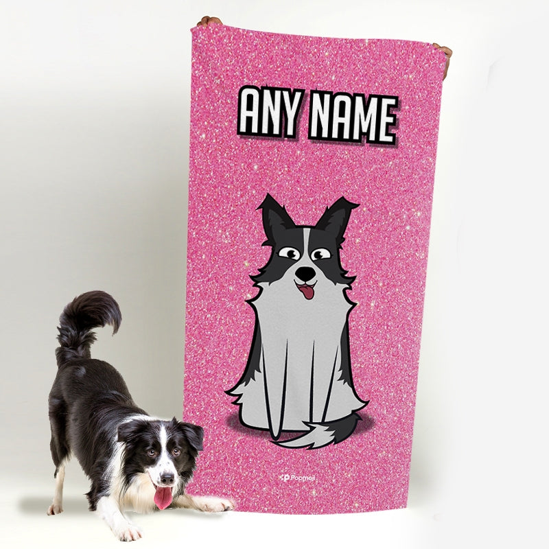 Personalised Dog Pink Glitter Beach Towel - Image 2