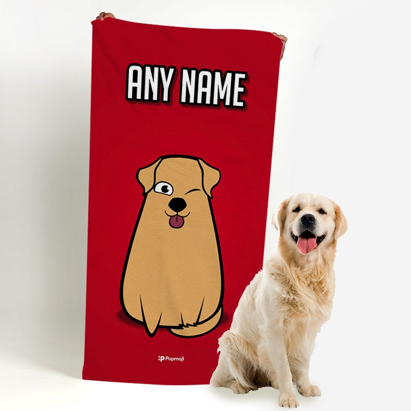 Personalised Dog Red Beach Towel - Image 2