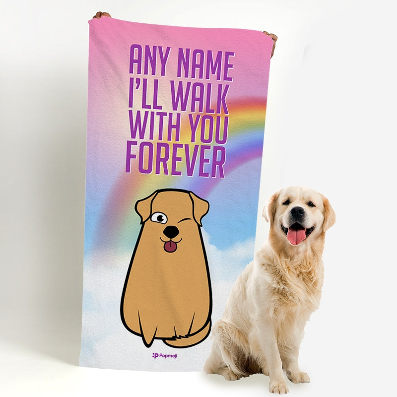 Personalised Dog Walk With You Forever Beach Towel - Image 1