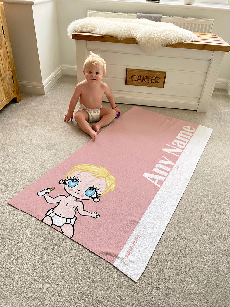 Babies Pink Stripe Beach Towel - Image 2