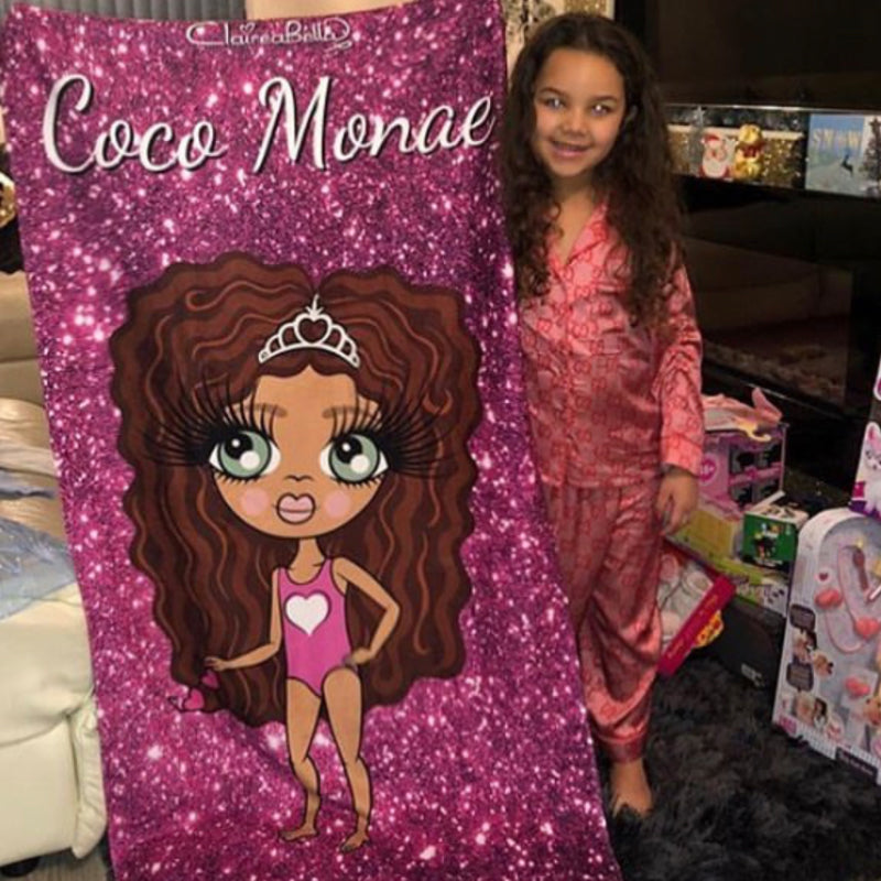 ClaireaBella Girls Glitter Effect Beach Towel