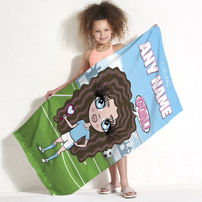 ClaireaBella Girls Footballing Goals Beach Towel - Image 1