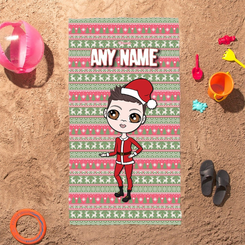 Jnr Boys Christmas Jumper Beach Towel - Image 4