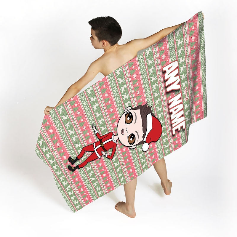 Jnr Boys Christmas Jumper Beach Towel - Image 2