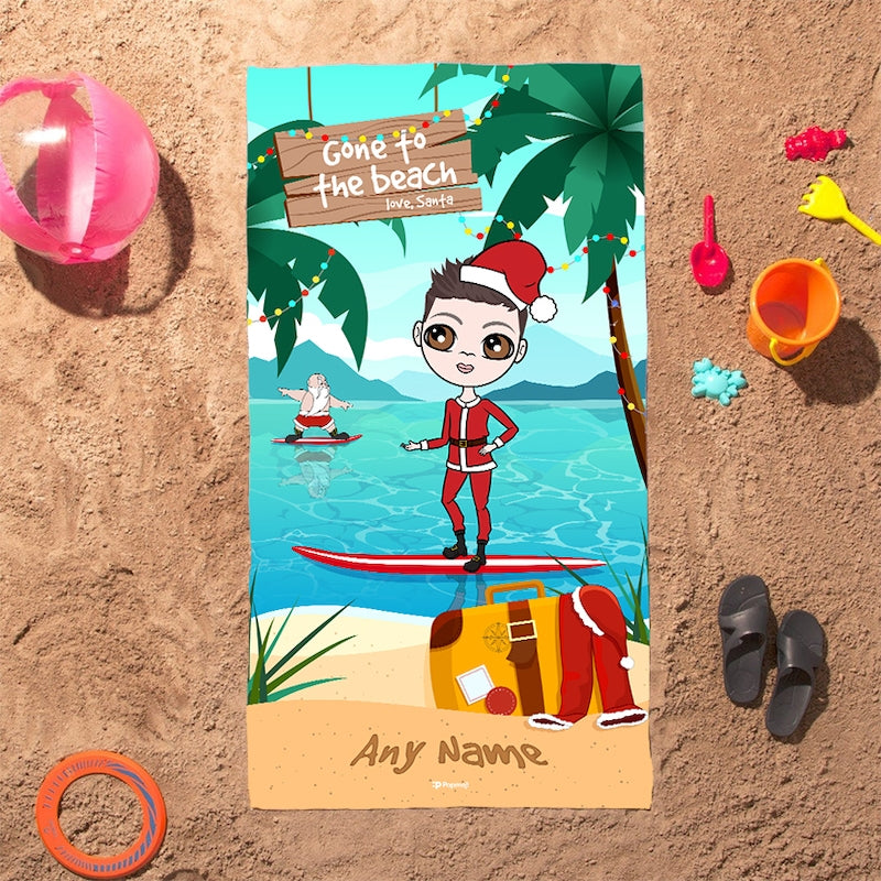 Jnr Boys Surfing Santa Beach Towel - Image 3