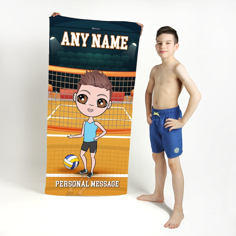 Jnr Boys Personalised Volleyball Beach Towel - Image 1