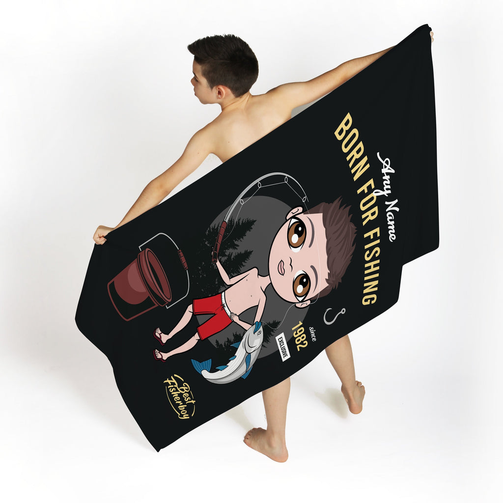 Jnr Boys Born Fishing Beach Towel - Image 3