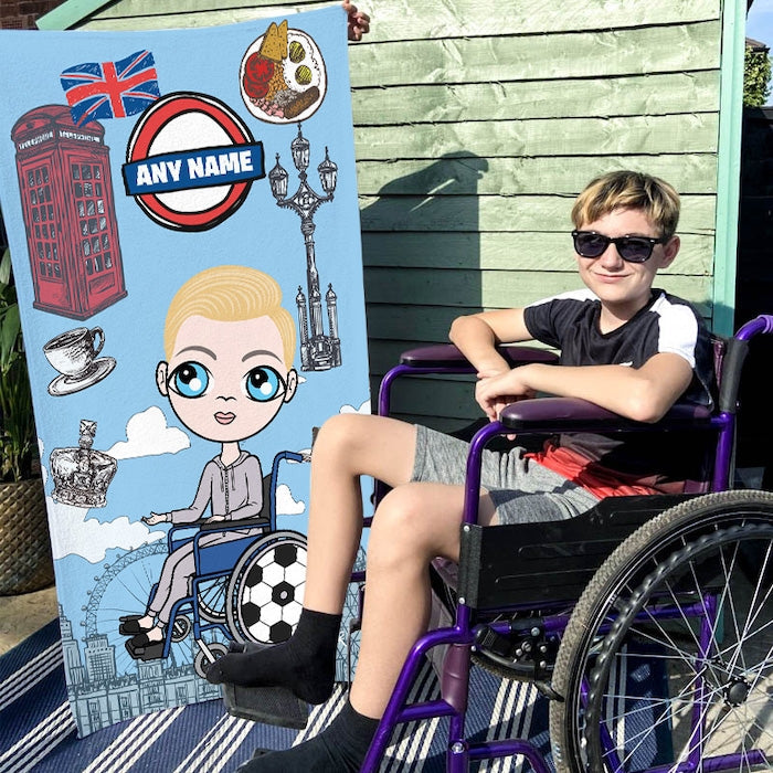 Jnr Boys Love London Wheelchair Beach Towel - Image 2