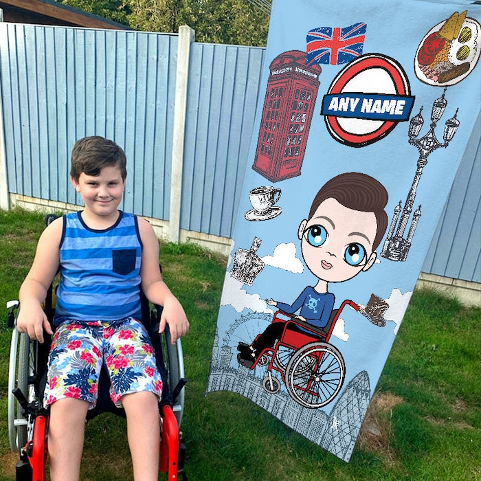 Jnr Boys Love London Wheelchair Beach Towel - Image 1