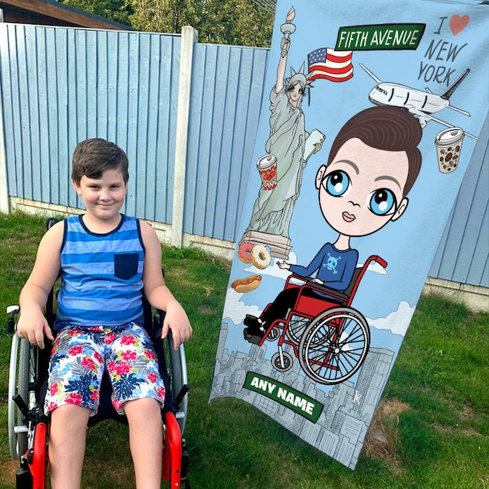 Jnr Boys Love NY Wheelchair Beach Towel - Image 3