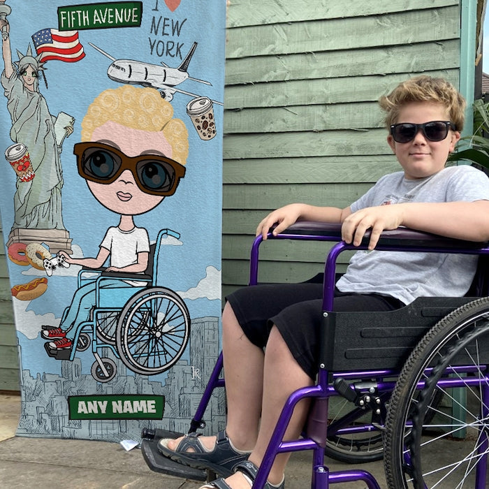 Jnr Boys Love NY Wheelchair Beach Towel - Image 2