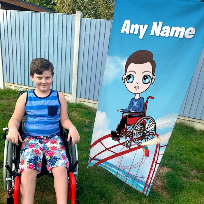 Jnr Boys Thrill Seeker Wheelchair Beach Towel - Image 1