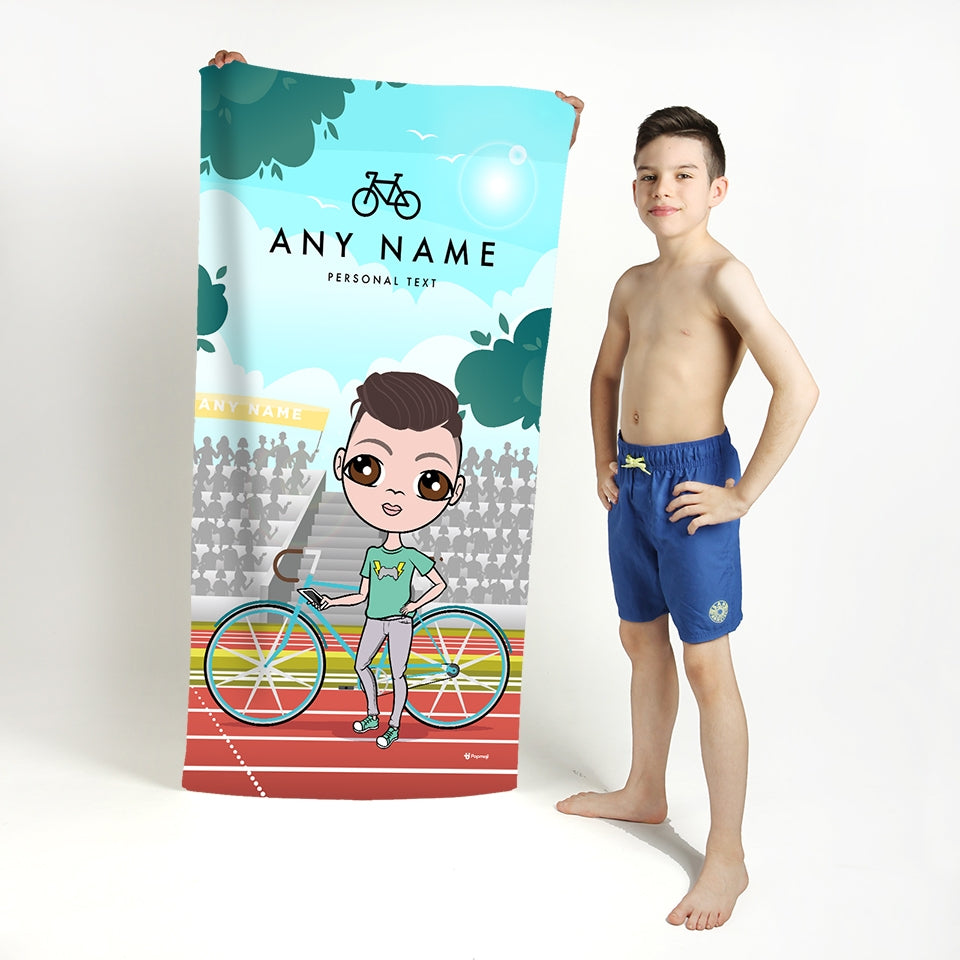 Jnr Boys Cyclist Beach Towel - Image 1