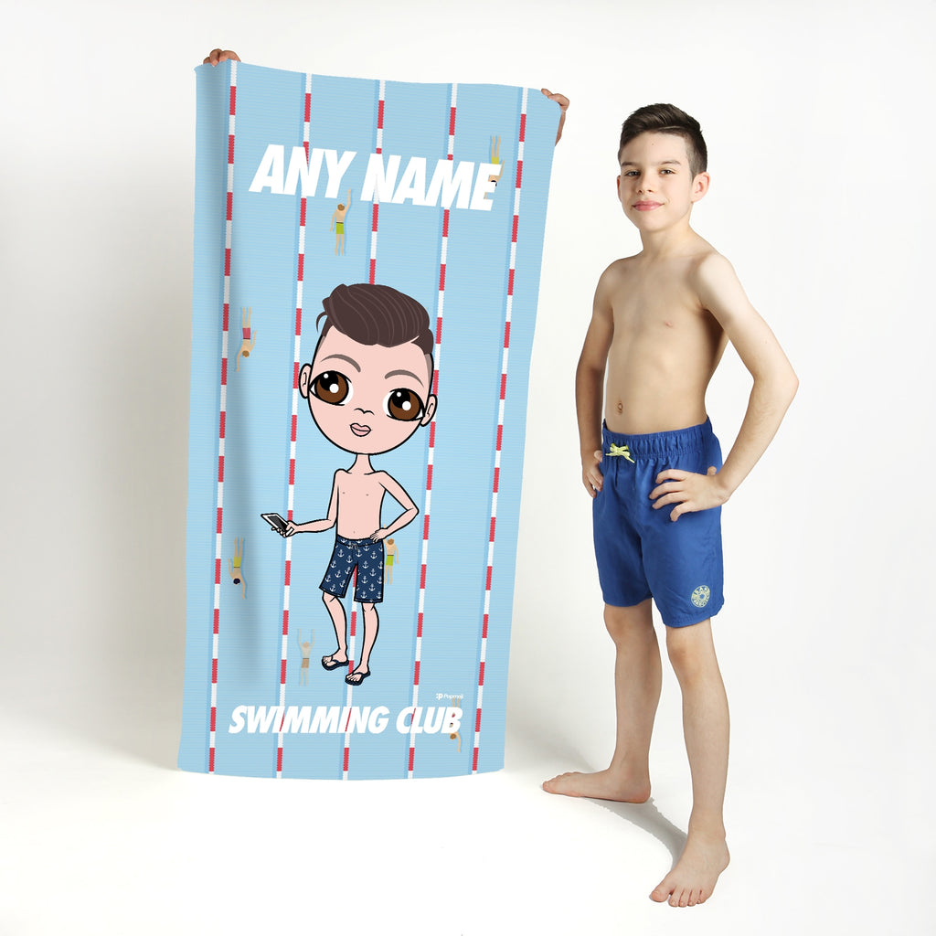 Jnr Boys Personalised Lanes Swimming Towel - Image 1