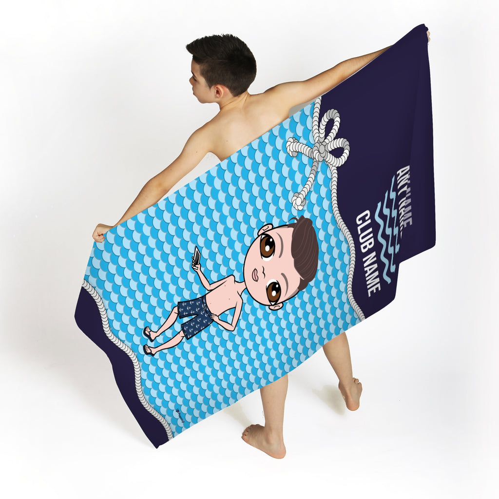 Jnr Boys Personalised Nautical Swimming Towel - Image 1