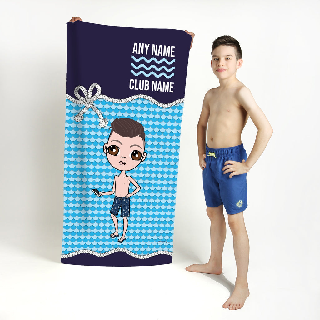 Jnr Boys Personalised Nautical Swimming Towel - Image 2