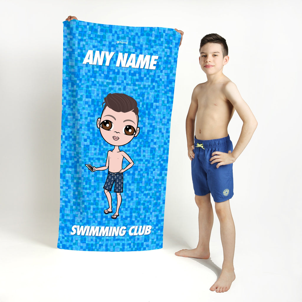 Jnr Boys Personalised Pool Texture Swimming Towel - Image 1