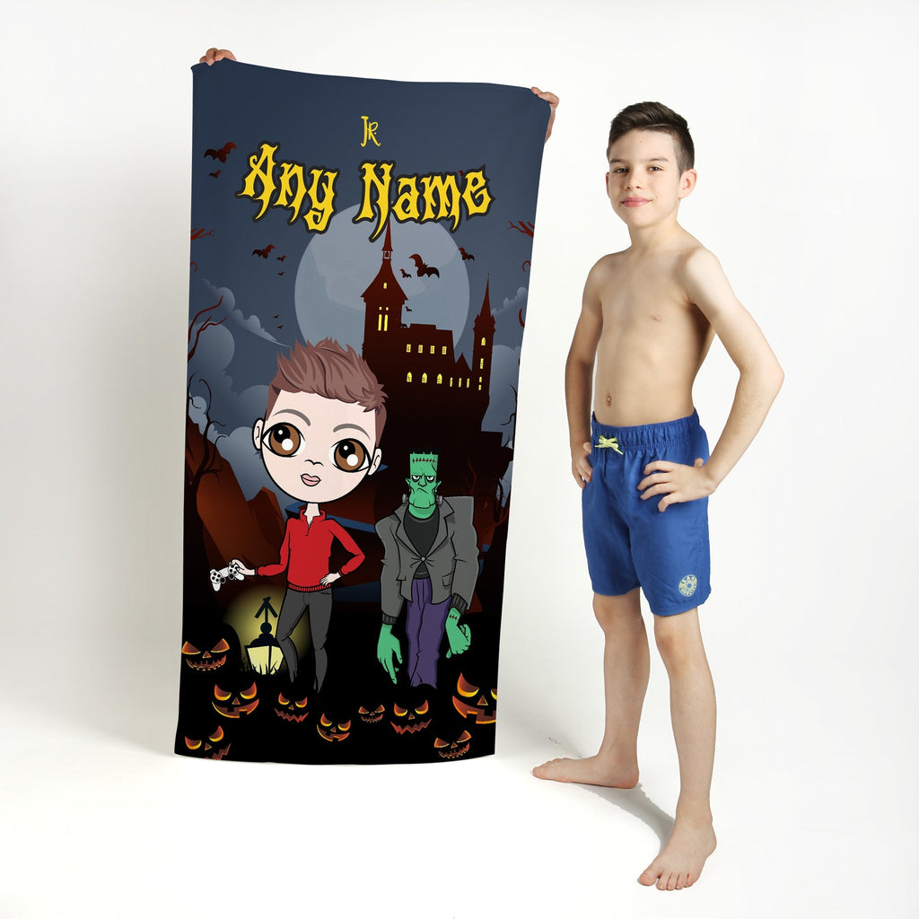 Jnr Boys Frankenstein's Castle Beach Towel - Image 1