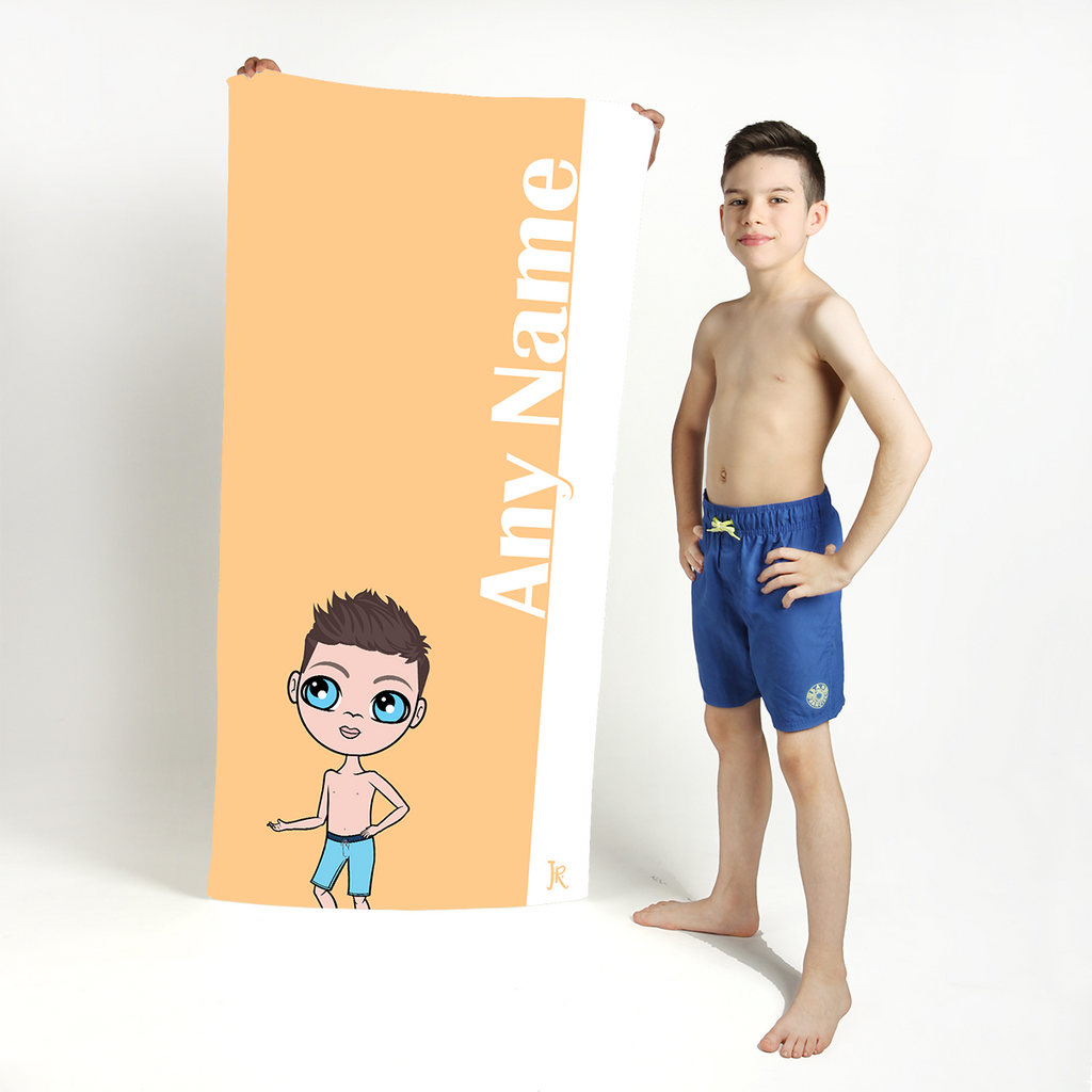 Jnr Boys Peach Stripe Beach Towel - Image 1