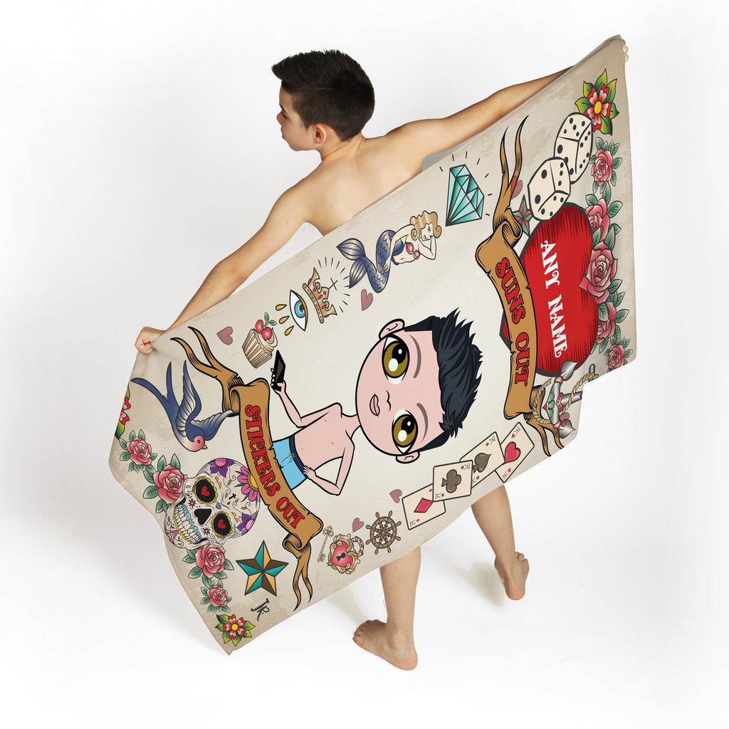 Jnr Boys Tattoo Beach Towel - Image 2