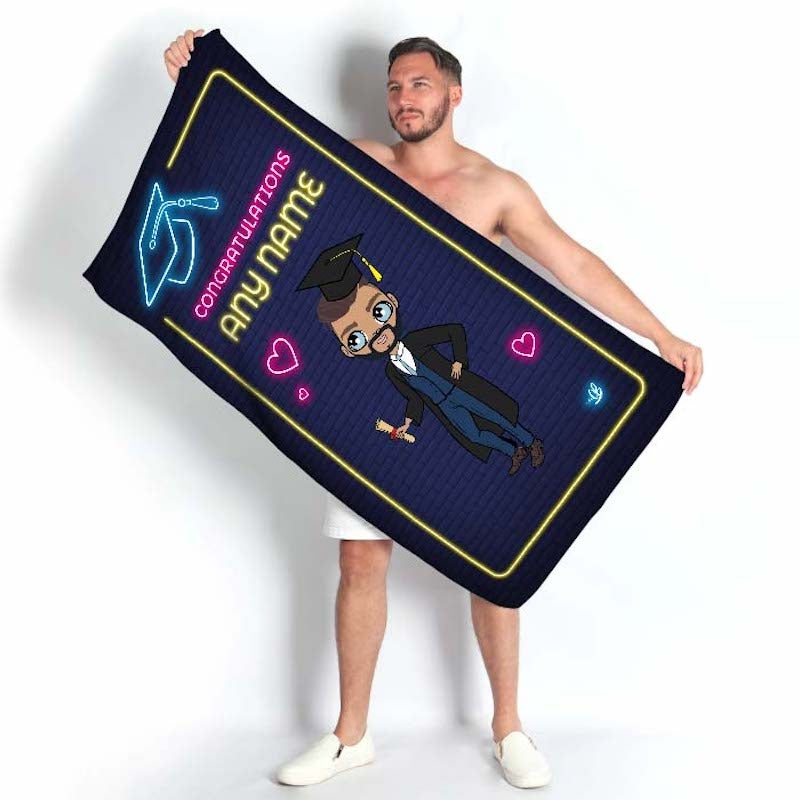 MrCB Graduation Neon Congratulations Beach Towel - Image 1