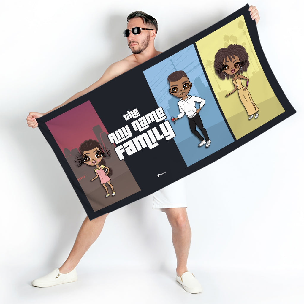 Multi Character Colour Blocks Family Of 3 Beach Towel - Image 2