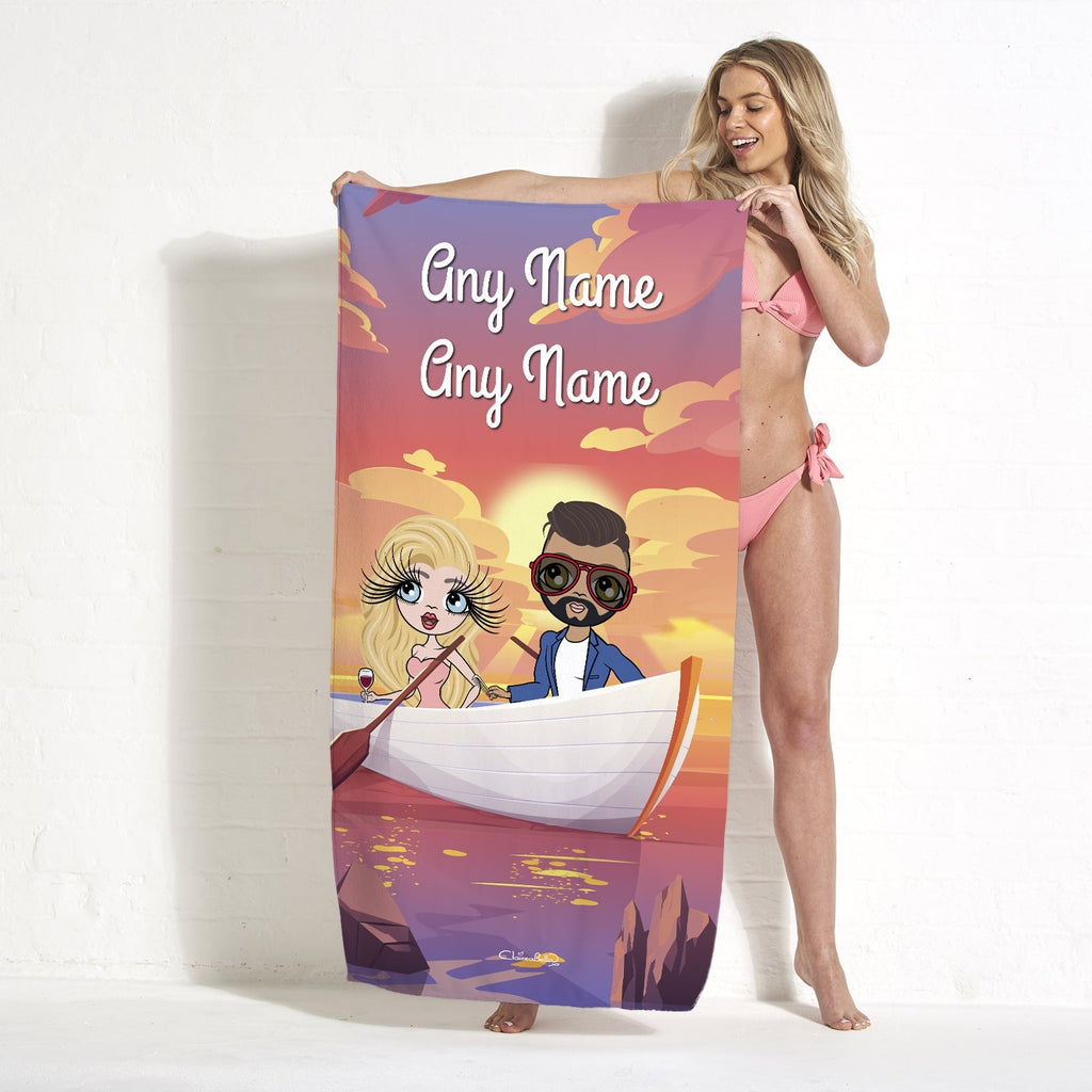 Multi Character Couples Romantic Row Beach Towel - Image 8