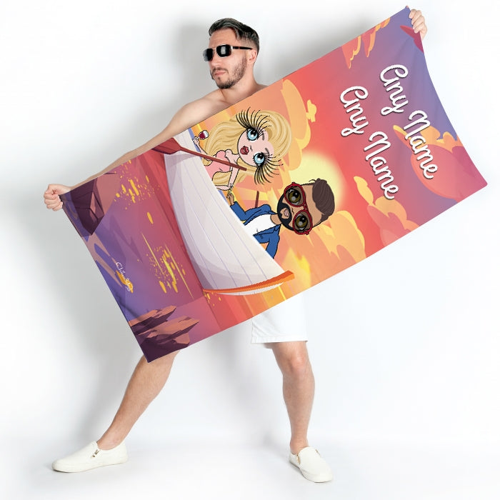 Multi Character Couples Romantic Row Beach Towel - Image 3