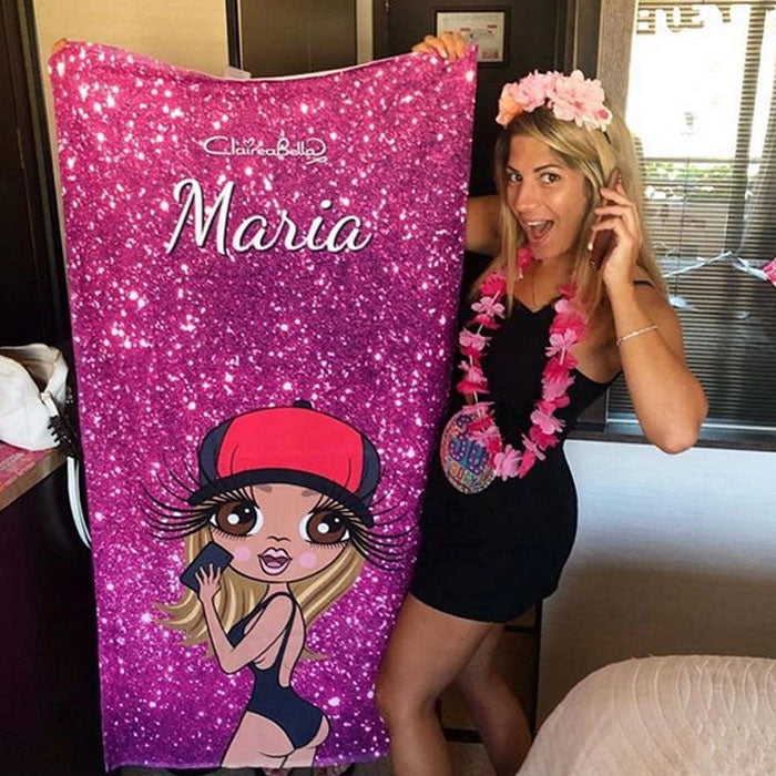 ClaireaBella Selfie Glitter Effect Beach Towel - Image 15